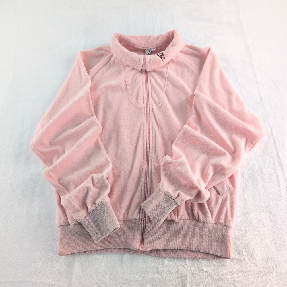 Vintage 70's Nike Velour Pink Full Zip Jacket Women's Small Made In USA
